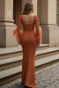 Load image into Gallery viewer, Mermaid Sunset Satin Ruffled Long Mother of the Bride Dress with Lace