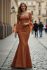 Load image into Gallery viewer, Mermaid Sunset Satin Ruffled Long Mother of the Bride Dress with Lace