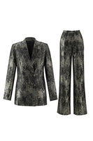Load image into Gallery viewer, 2 Piece Black and Gold Peak Lapel Women Prom Suits with Sleeves
