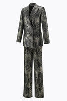 Load image into Gallery viewer, 2 Piece Black and Gold Peak Lapel Women Prom Suits with Sleeves