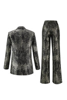 Load image into Gallery viewer, 2 Piece Black and Gold Peak Lapel Women Prom Suits with Sleeves