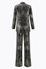 Load image into Gallery viewer, 2 Piece Black and Gold Peak Lapel Women Prom Suits with Sleeves