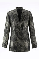 Load image into Gallery viewer, 2 Piece Black and Gold Peak Lapel Women Prom Suits with Sleeves