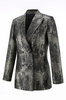 Load image into Gallery viewer, 2 Piece Black and Gold Peak Lapel Women Prom Suits with Sleeves