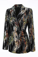Load image into Gallery viewer, Sparkly Black Peak Lapel 2 Piece Sequin Women Prom Suits
