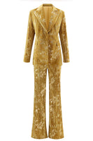 Load image into Gallery viewer, Sparkly Yellow 2 Piece Jacquard Peak Lapel One Button Women Prom Homecoming Suits