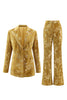 Load image into Gallery viewer, Sparkly Yellow 2 Piece Jacquard Peak Lapel One Button Women Prom Homecoming Suits