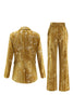 Load image into Gallery viewer, Sparkly Yellow 2 Piece Jacquard Peak Lapel One Button Women Prom Homecoming Suits