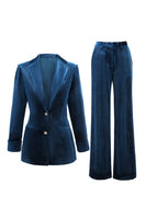 Load image into Gallery viewer, 2 Piece Peacock Blue Velvet Notched Lapel Women Prom Suits
