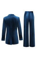 Load image into Gallery viewer, 2 Piece Peacock Blue Velvet Notched Lapel Women Prom Suits