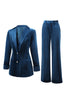 Load image into Gallery viewer, 2 Piece Peacock Blue Velvet Notched Lapel Women Prom Suits