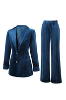 Load image into Gallery viewer, 2 Piece Peacock Blue Velvet Notched Lapel Women Prom Suits