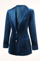 Load image into Gallery viewer, 2 Piece Peacock Blue Velvet Notched Lapel Women Prom Suits