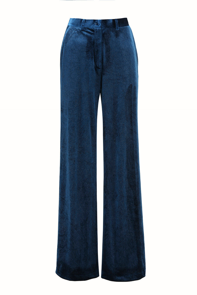 Load image into Gallery viewer, 2 Piece Peacock Blue Velvet Notched Lapel Women Prom Suits