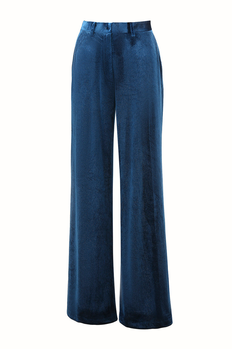 Load image into Gallery viewer, 2 Piece Peacock Blue Velvet Notched Lapel Women Prom Suits