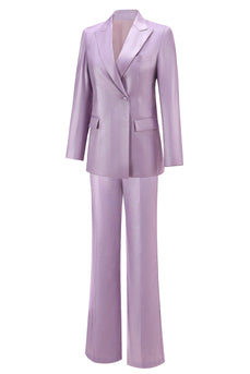 Wisteria 2 Piece Satin Peak Lapel One Button Women Prom Suits