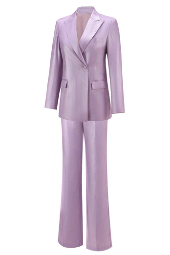 Wisteria 2 Piece Satin Peak Lapel One Button Women Prom Suits