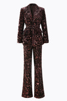 Load image into Gallery viewer, 2 Piece Sparkly Coffee Peak Lapel Sequin Women Prom Suits with Sash