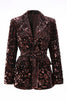 Load image into Gallery viewer, 2 Piece Sparkly Coffee Peak Lapel Sequin Women Prom Suits with Sash
