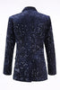 Load image into Gallery viewer, 2 Piece Sparkly Navy Sequin Peak Lapel Women Prom Suits