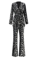 Load image into Gallery viewer, Sparkly Black Sequin 2 Piece Women Prom Suits with Sash