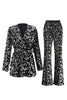 Load image into Gallery viewer, Sparkly Black Sequin 2 Piece Women Prom Suits with Sash