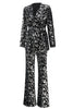 Load image into Gallery viewer, Sparkly Black Sequin 2 Piece Women Prom Suits with Sash