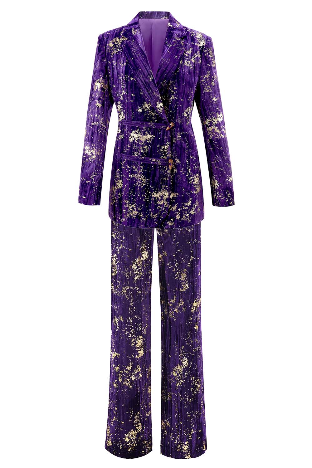 2 Piece Sparkly Purple Jacquard Notched Lapel Women Prom Homecoming Suits