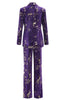 Load image into Gallery viewer, 2 Piece Sparkly Purple Jacquard Notched Lapel Women Prom Homecoming Suits