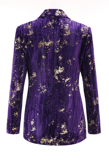 2 Piece Sparkly Purple Jacquard Notched Lapel Women Prom Homecoming Suits