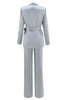Load image into Gallery viewer, 2 Piece Dusty Blue Satin Peak Lapel Women Prom Suits with Sash
