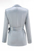 Load image into Gallery viewer, 2 Piece Dusty Blue Satin Peak Lapel Women Prom Suits with Sash