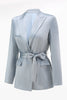 Load image into Gallery viewer, 2 Piece Dusty Blue Satin Peak Lapel Women Prom Suits with Sash