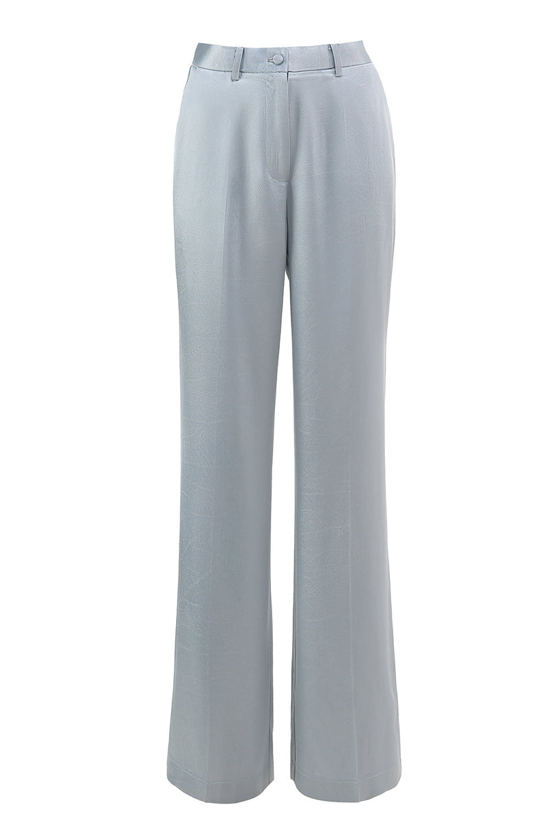 Load image into Gallery viewer, 2 Piece Dusty Blue Satin Peak Lapel Women Prom Suits with Sash