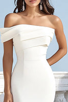 Load image into Gallery viewer, Mermaid Ivory One Shoulder Ruched Maxi Rehearsal Dinner Dress