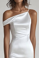 Load image into Gallery viewer, Ivory Mermaid One Shoulder Maxi Satin Rehearsal Dinner Dress