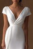Load image into Gallery viewer, Simple Ivory Mermaid V-Neck Maxi Rehearsal Dinner Dress with Sleeves