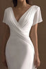 Load image into Gallery viewer, Simple Ivory V-Neck Mermaid Maxi Rehearsal Dinner Dress with Sleeves