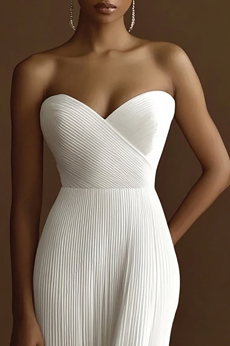 Load image into Gallery viewer, Ivory Sweetheart Pleated Wedding Reception Dress with Maxi