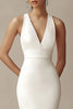 Load image into Gallery viewer, Ivory Mermaid V-Neck Maxi Rehearsal Dinner Dress