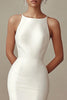 Load image into Gallery viewer, Ivory Boat Neck Mermaid Maxi Satin Rehearsal Dinner Dress