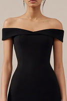 Load image into Gallery viewer, Simple Black Bodycon Off the Shoulder Mini Cocktail Dress
