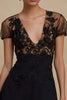 Load image into Gallery viewer, Black Tulle A Line V-Neck Short Cocktail Dress with Lace