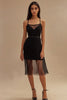 Load image into Gallery viewer, Black Tight Spaghetti Straps Midi Cocktail Dress