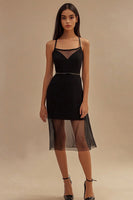 Load image into Gallery viewer, Black Tight Spaghetti Straps Midi Cocktail Dress