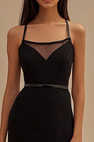 Load image into Gallery viewer, Black Tight Spaghetti Straps Midi Cocktail Dress