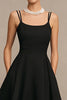 Load image into Gallery viewer, Simple Black A Line Satin Spaghetti Straps Midi Cocktail Dress