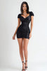 Load image into Gallery viewer, Black Bodycon Ruched Mini Cocktail Dress with Short Sleeves