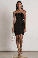 Load image into Gallery viewer, Floral Black Bodycon Spaghetti Straps Mini Cocktail Dress