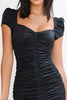 Load image into Gallery viewer, Black Bodycon Ruched Square Neck Cocktail Dress with Sleeves